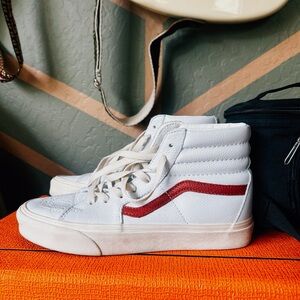 Vans White Leather Sk8-Hi